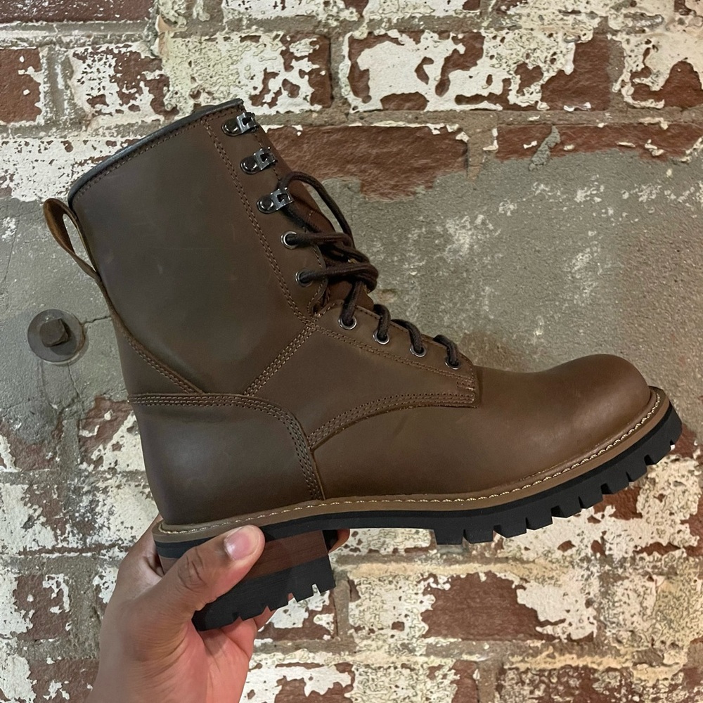 Steve Madden Drevan Brown Leather High Combat Boots